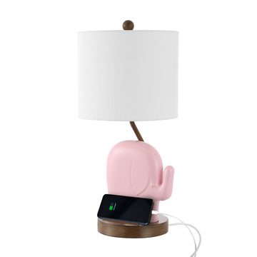 Ellie Bohemian Designer Iron/Resin Elephant LED Kids Table Lamp with Phone Stand and USB Charging Port - JONATHAN Y